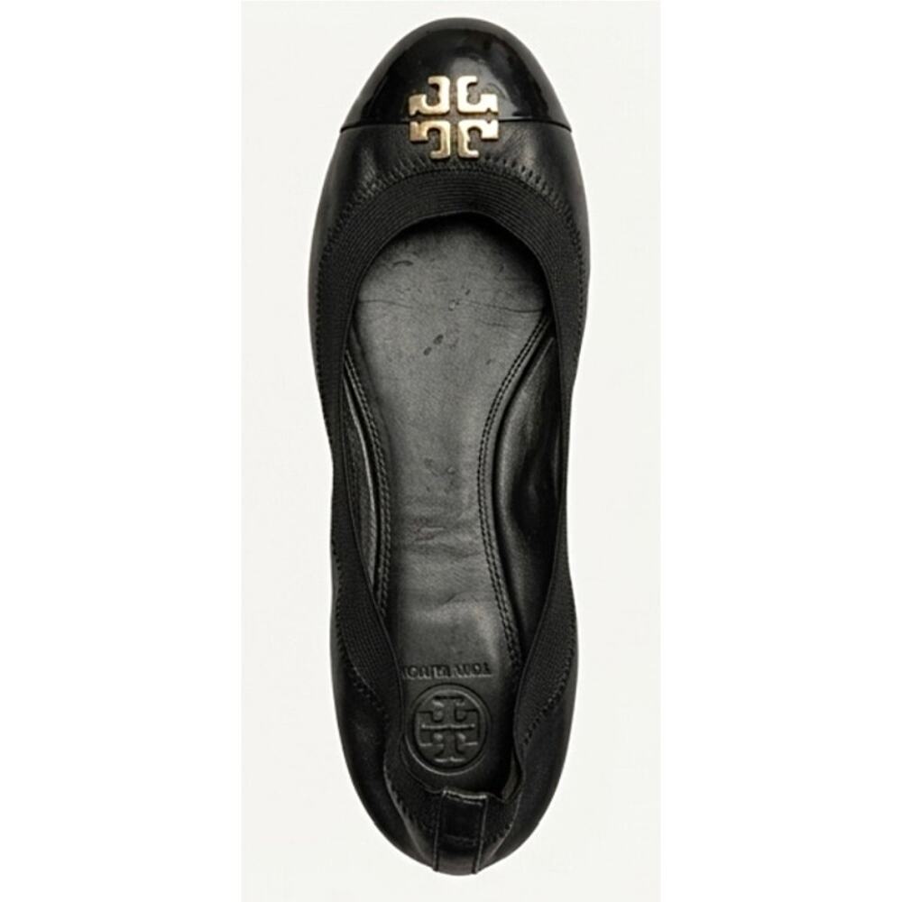 Tory Burch Black Cap Toe Ballet Flats Sz 9.5 154511 Perfect Black - Picture 3 of 6